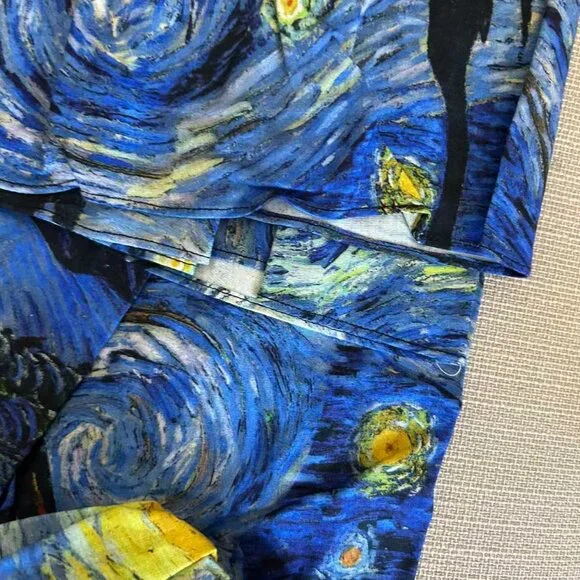 BEST Selkie The Starry Night Day Midi Dress Navy Van Gogh Masterpiece Medium - Picture 9 of 14